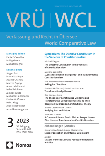 Cover der Ausgabe: VRÜ Verfassung und Recht in Übersee Jahrgang 56 (2023), Heft 3