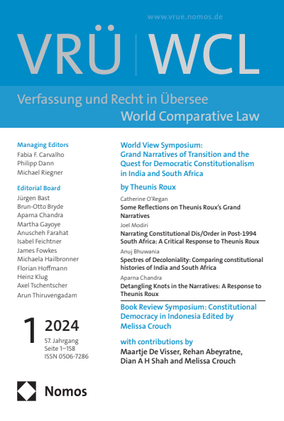 Cover der Ausgabe: VRÜ Verfassung und Recht in Übersee Jahrgang 57 (2024), Heft 1