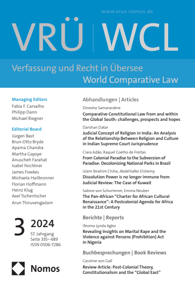 Cover der Ausgabe: VRÜ Verfassung und Recht in Übersee Jahrgang 57 (2024), Heft 3
