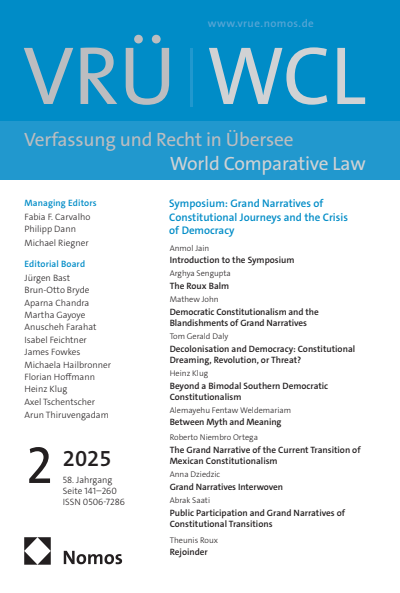 Cover der Ausgabe: VRÜ Verfassung und Recht in Übersee Jahrgang 58 (2025), Heft 2