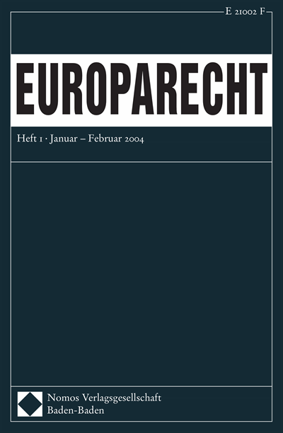 Cover der Ausgabe: Europarecht (EuR) Jahrgang 39 (2004), Heft 1