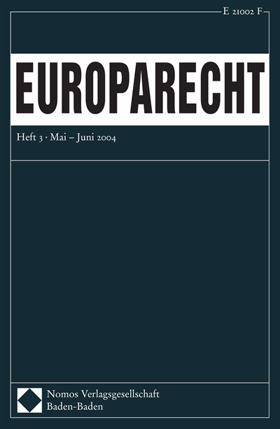 Cover der Ausgabe: Europarecht (EuR) Jahrgang 39 (2004), Heft 3