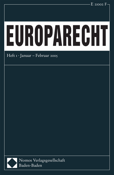 Cover der Ausgabe: Europarecht (EuR) Jahrgang 40 (2005), Heft 1