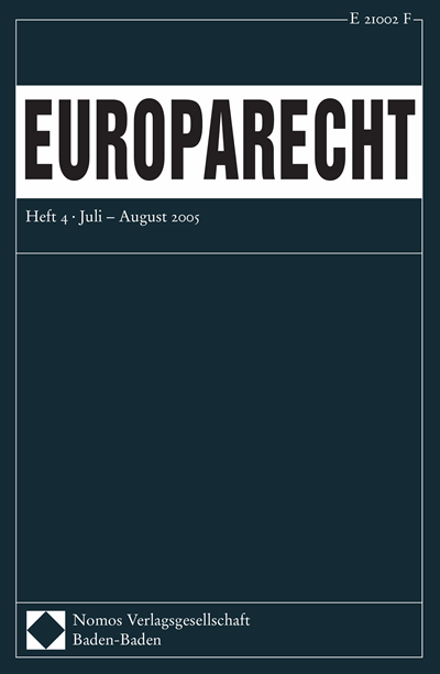Cover der Ausgabe: Europarecht (EuR) Jahrgang 40 (2005), Heft 4