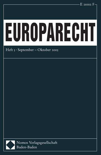 Cover der Ausgabe: Europarecht (EuR) Jahrgang 40 (2005), Heft 5