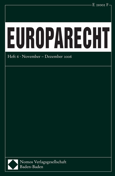 Cover der Ausgabe: Europarecht (EuR) Jahrgang 41 (2006), Heft 6