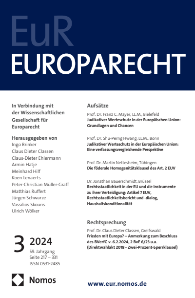 Cover der Ausgabe: Europarecht (EuR) Jahrgang 59 (2024), Heft 3