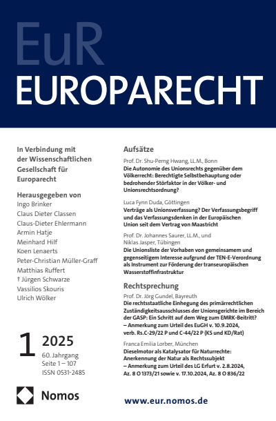 Cover der Ausgabe: Europarecht (EuR) Jahrgang 60 (2025), Heft 1