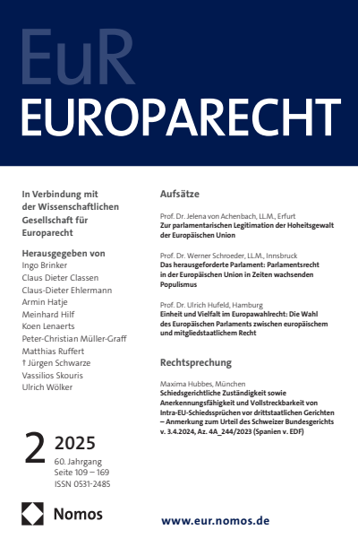 Cover der Ausgabe: Europarecht (EuR) Jahrgang 60 (2025), Heft 2