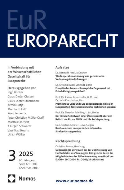 Cover der Ausgabe: Europarecht (EuR) Jahrgang 60 (2025), Heft 3