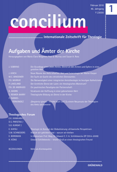 Cover der Ausgabe: Concilium Jahrgang 46 (2010), Heft 1