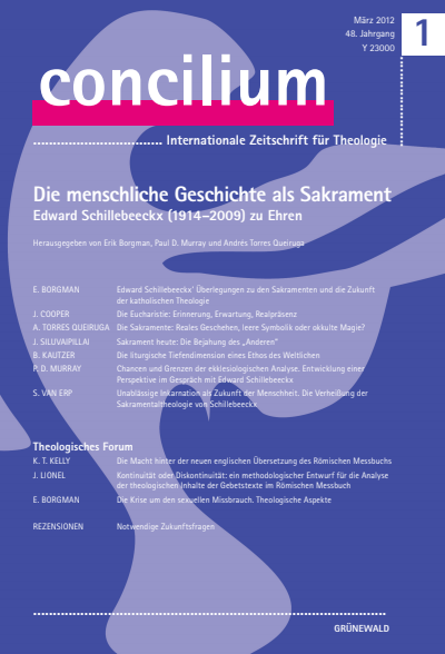 Cover der Ausgabe: Concilium Jahrgang 48 (2012), Heft 1