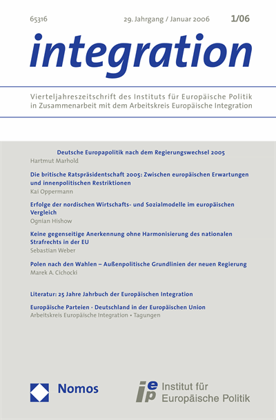 Cover der Ausgabe: integration Jahrgang 29 (2006), Heft 1