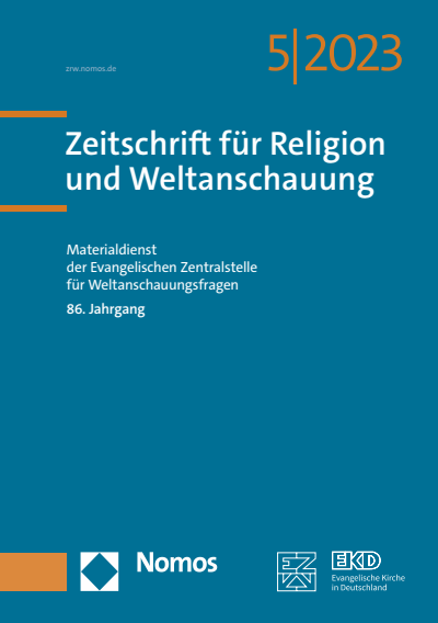 Cover der Ausgabe: Zeitschrift für Religion und Weltanschauung (ZRW) Jahrgang 86 (2023), Heft 5