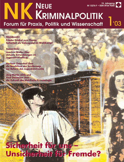 Cover der Ausgabe: NK Neue Kriminalpolitik Jahrgang 15 (2003), Heft 1