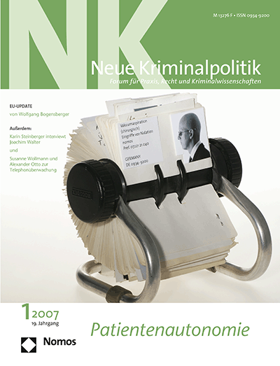 Cover of Volume: NK Neue Kriminalpolitik Volume 19 (2007), Edition 1