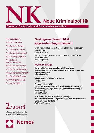 Cover of Volume: NK Neue Kriminalpolitik Volume 20 (2008), Edition 2