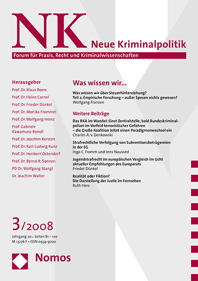Cover of Volume: NK Neue Kriminalpolitik Volume 20 (2008), Edition 3