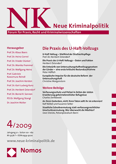 Cover of Volume: NK Neue Kriminalpolitik Volume 21 (2009), Edition 4