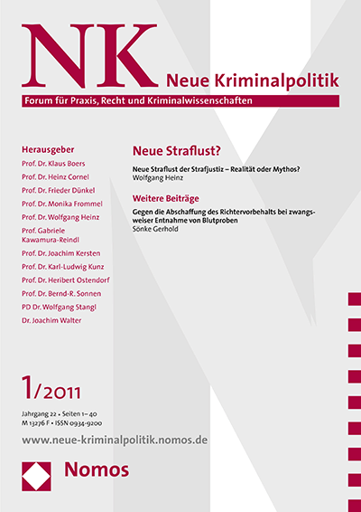Cover of Volume: NK Neue Kriminalpolitik Volume 23 (2011), Edition 1
