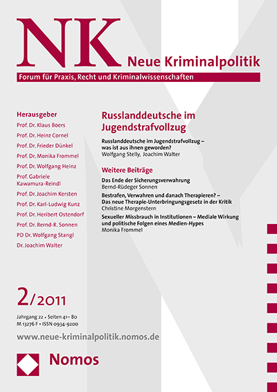 Cover of Volume: NK Neue Kriminalpolitik Volume 23 (2011), Edition 2