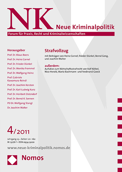 Cover of Volume: NK Neue Kriminalpolitik Volume 23 (2011), Edition 4