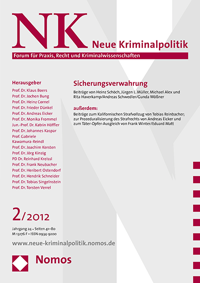 Cover of Volume: NK Neue Kriminalpolitik Volume 24 (2012), Edition 2
