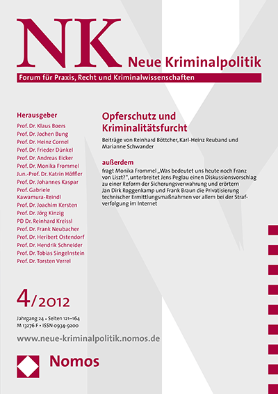 Cover of Volume: NK Neue Kriminalpolitik Volume 24 (2012), Edition 4
