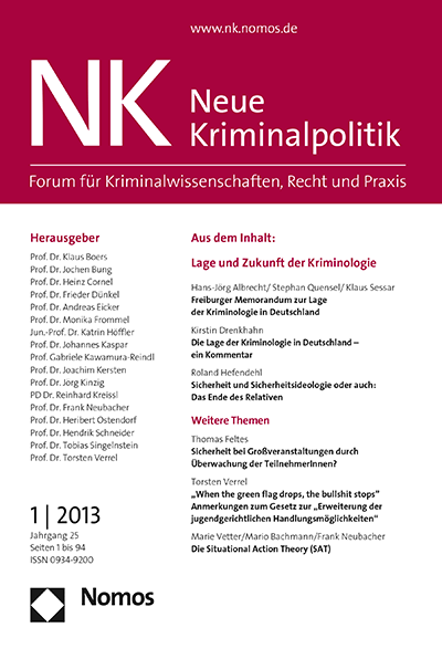 Cover of Volume: NK Neue Kriminalpolitik Volume 25 (2013), Edition 1