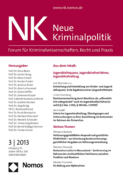 Cover of Volume: NK Neue Kriminalpolitik Volume 25 (2013), Edition 3