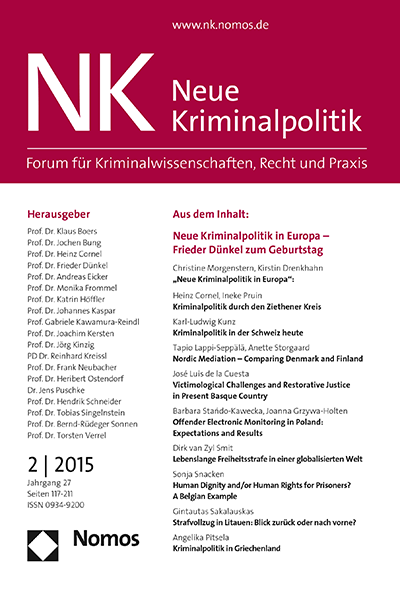 Cover of Volume: NK Neue Kriminalpolitik Volume 27 (2015), Edition 2