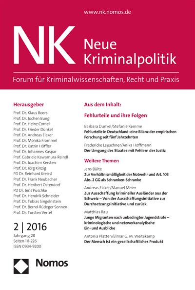Cover of Volume: NK Neue Kriminalpolitik Volume 28 (2016), Edition 2