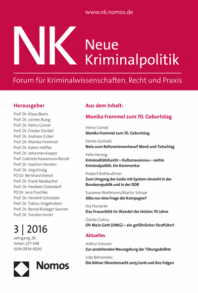Cover of Volume: NK Neue Kriminalpolitik Volume 28 (2016), Edition 3
