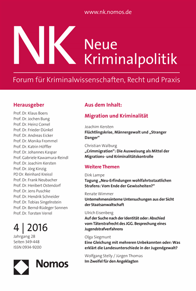 Cover of Volume: NK Neue Kriminalpolitik Volume 28 (2016), Edition 4