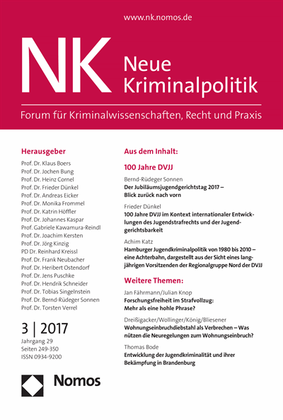 Cover of Volume: NK Neue Kriminalpolitik Volume 29 (2017), Edition 3