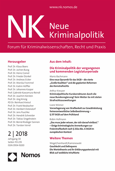 Cover of Volume: NK Neue Kriminalpolitik Volume 30 (2018), Edition 2