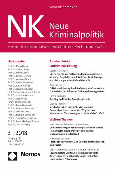 Cover of Volume: NK Neue Kriminalpolitik Volume 30 (2018), Edition 3