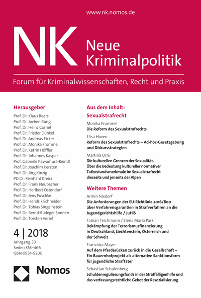 Cover of Volume: NK Neue Kriminalpolitik Volume 30 (2018), Edition 4