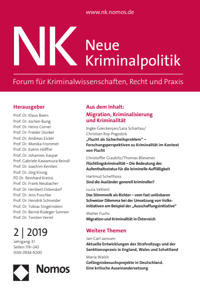 Cover of Volume: NK Neue Kriminalpolitik Volume 31 (2019), Edition 2