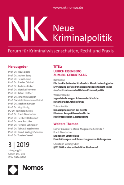 Cover of Volume: NK Neue Kriminalpolitik Volume 31 (2019), Edition 3
