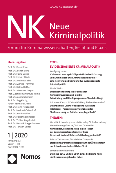 Cover of Volume: NK Neue Kriminalpolitik Volume 32 (2020), Edition 1