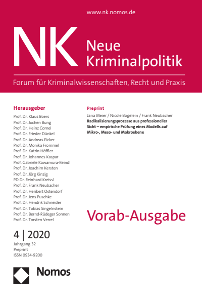 Cover of Volume: NK Neue Kriminalpolitik Volume 32 (2020), Edition PrePrint 1