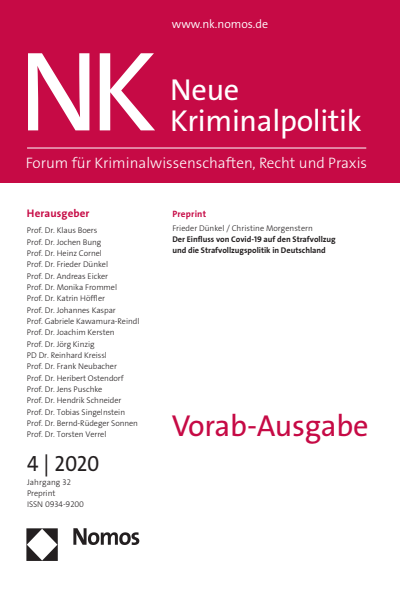 Cover of Volume: NK Neue Kriminalpolitik Volume 32 (2020), Edition PrePrint-2