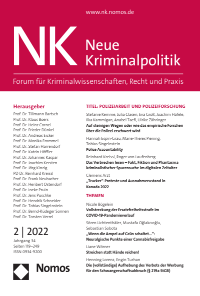 Cover der Ausgabe: NK Neue Kriminalpolitik Jahrgang 34 (2022), Heft 2