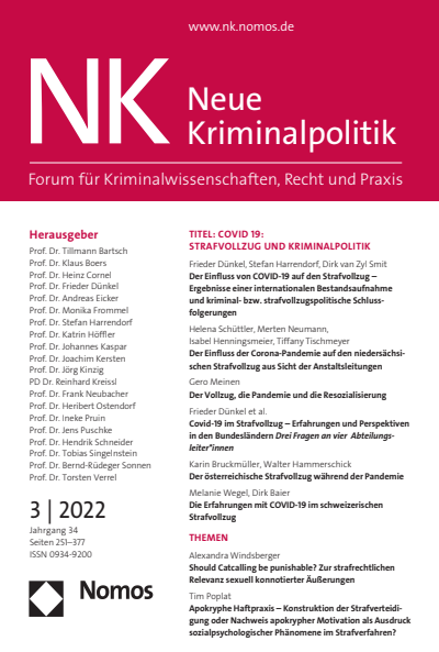Cover der Ausgabe: NK Neue Kriminalpolitik Jahrgang 34 (2022), Heft 3