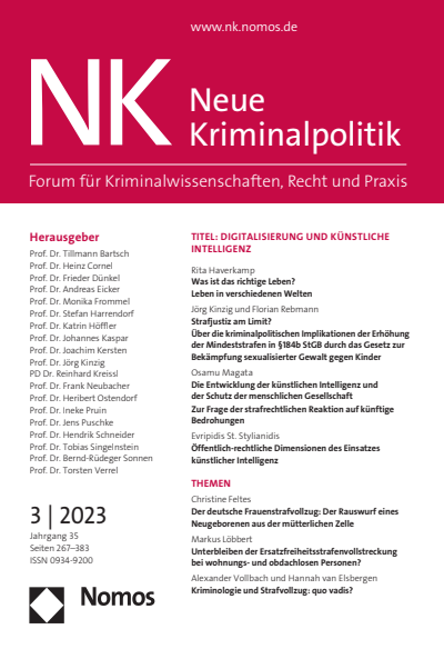 Cover der Ausgabe: NK Neue Kriminalpolitik Jahrgang 35 (2023), Heft 3