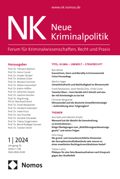 Cover der Ausgabe: NK Neue Kriminalpolitik Jahrgang 36 (2024), Heft 1