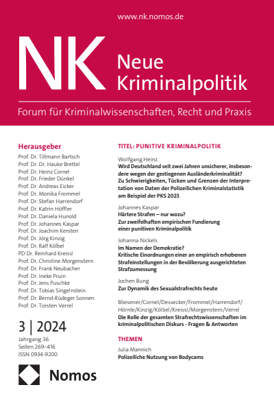 Cover der Ausgabe: NK Neue Kriminalpolitik Jahrgang 36 (2024), Heft 3