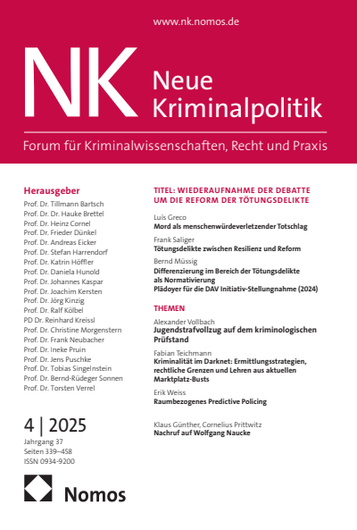Cover der Ausgabe: NK Neue Kriminalpolitik Jahrgang 37 (2025), Heft 4