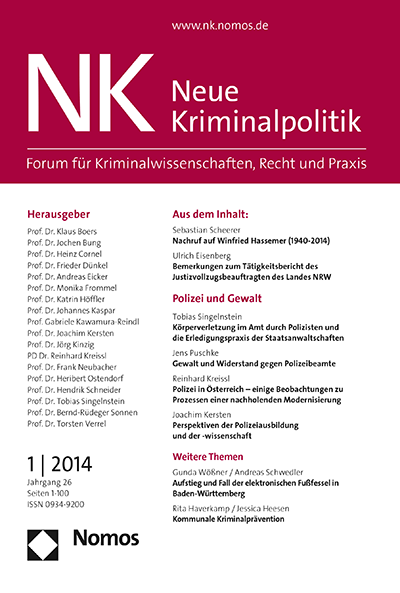 Cover of Volume: NK Neue Kriminalpolitik Volume 26 (2014), Edition 1